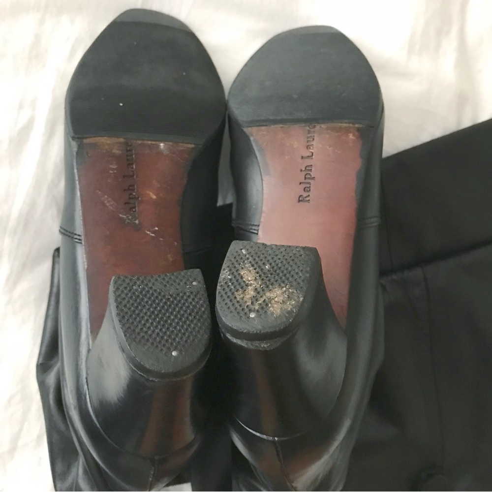 Ralph Lauren Over the Knee OTK Leather Block Heel Boots Black 8.5‍‍‍‍‍‍‍‍‍‍‍‍‍‍ - Picture 7 of 12